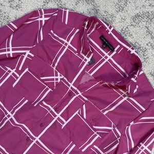 Adrienne Vittadini V Neck Button Front Pink Long Sleeve Shirt Size Large NWT NEW